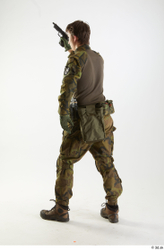 Whole Body Weapons-Pistol Man Pose with pistol White Uniform Athletic Studio photo references